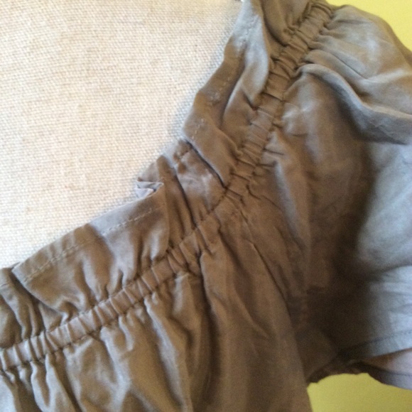 YA DA NWT Gray Gathered Cotton/Silk Top Size L - Picture 4 of 16